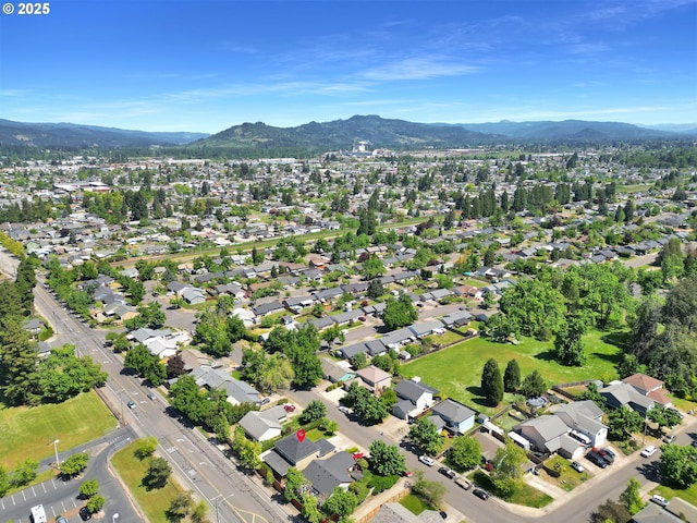 bird's eye view featuring a mountain view and a residential view