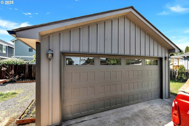 detached garage with fence