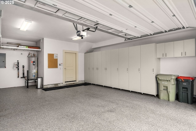 10480 SW Windwood Way, Portland, OR 97225 - garage featuring strapped water heater, a garage door opener, and electric panel
