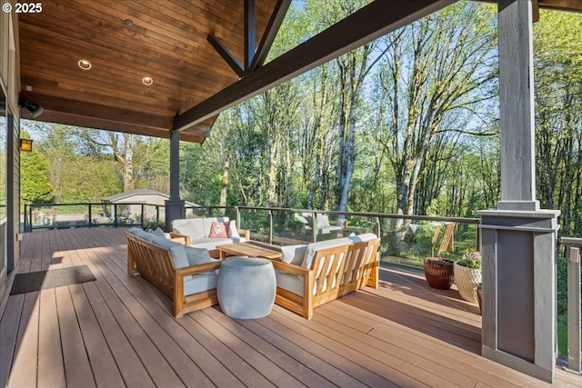 9522 NW Skyview Dr, Portland, OR 97231 - wooden terrace with an outdoor living space