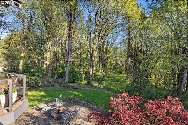 9522 NW Skyview Dr, Portland, OR 97231 - view of grassy yard featuring a fire pit