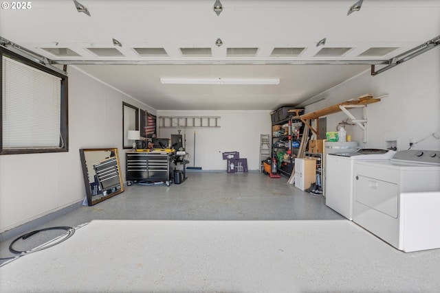 garage with independent washer and dryer