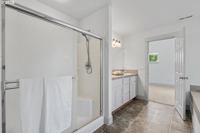 4345 SW Vino Pl, Beaverton, OR 97078 - full bath featuring vanity, a stall shower, and baseboards