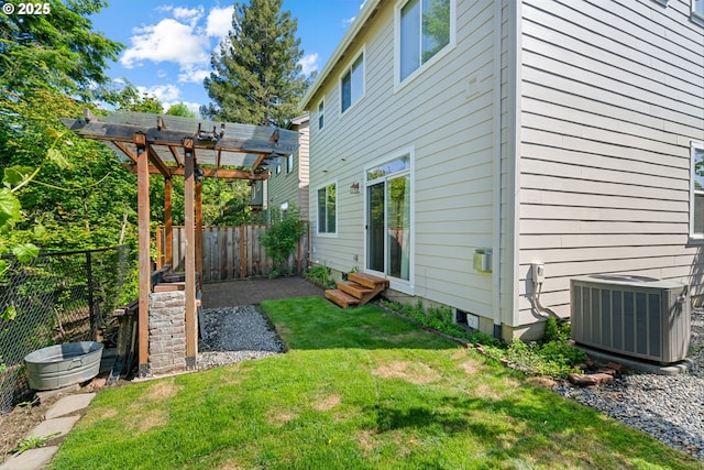 4345 SW Vino Pl, Beaverton, OR 97078 - view of yard with central AC, entry steps, and a pergola