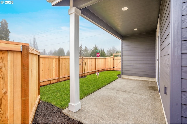 view of patio featuring a fenced backyard