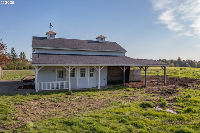 38588 Goar Rd, Scio, OR 97374 - rear view of house with a porch and roof with shingles