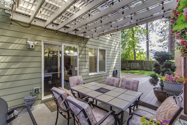 4422 SW Appletree Pl, Beaverton, OR 97078 - view of patio featuring a deck, a pergola, and outdoor dining space
