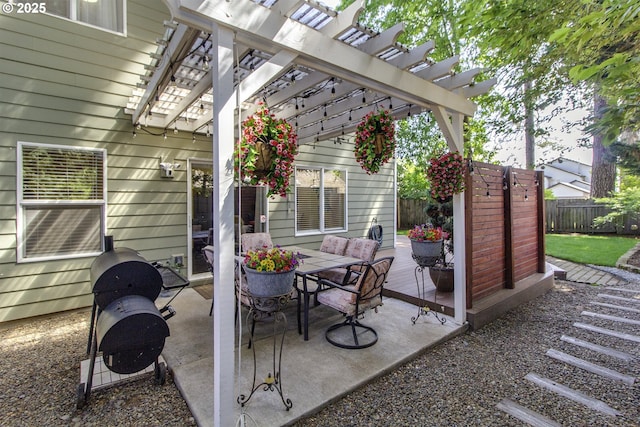4422 SW Appletree Pl, Beaverton, OR 97078 - view of patio / terrace featuring a pergola, outdoor dining area, and a wooden deck