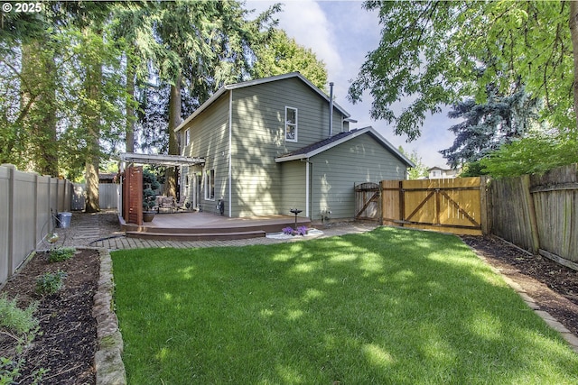4422 SW Appletree Pl, Beaverton, OR 97078 - back of house featuring a deck, a gate, and a fenced backyard