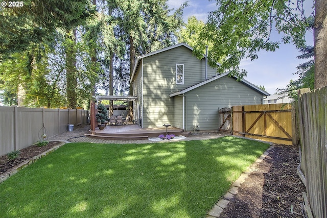 4422 SW Appletree Pl, Beaverton, OR 97078 - back of property with a deck, a fenced backyard, and a pergola