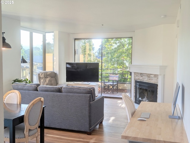 620 Wimbledon Ct, Eugene, OR 97401 - living area with wood finished floors, plenty of natural light, and a glass covered fireplace