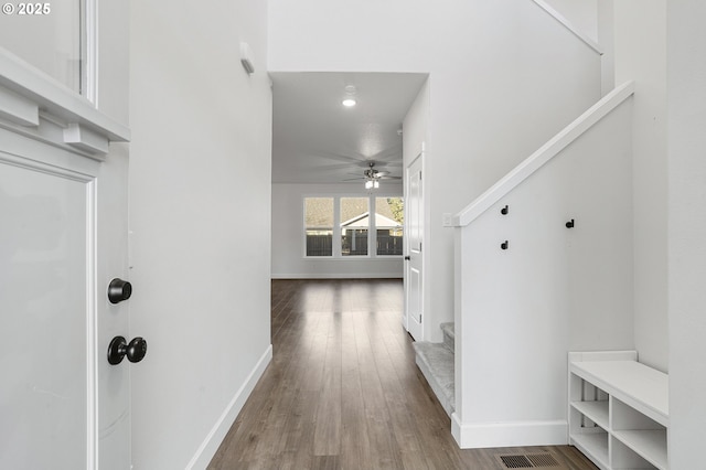 hallway with wood-type flooring