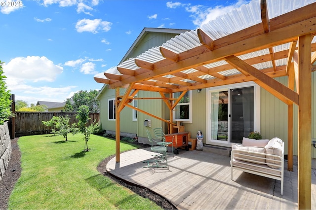 4908 Holly St, Springfield, OR 97478 - fenced backyard featuring a pergola and a patio area