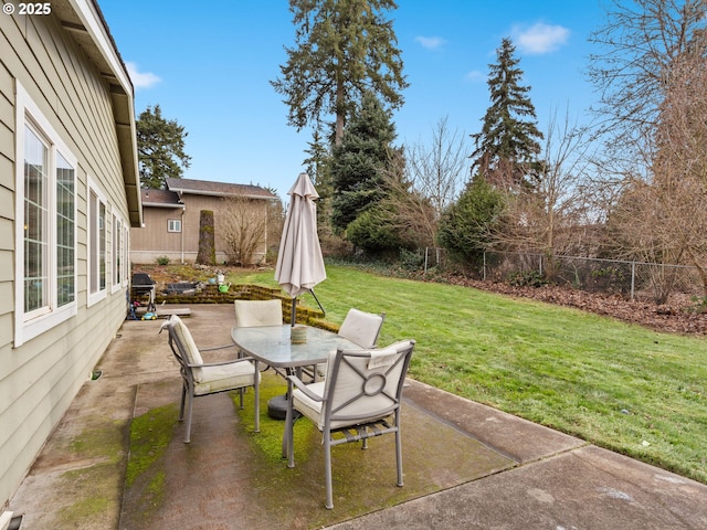 view of patio featuring a grill