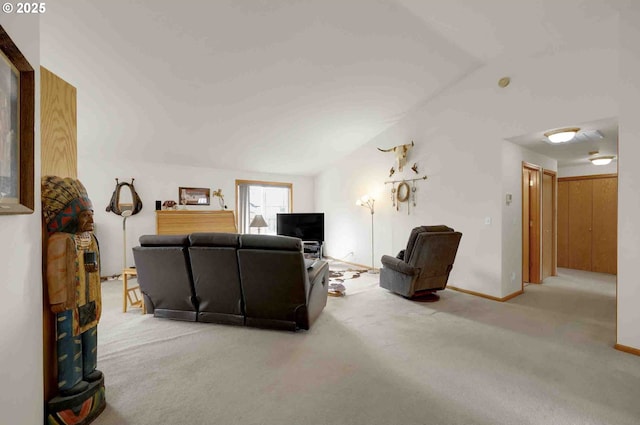 2451 Bowtie Ave, Eugene, OR 97404 - carpeted living room with lofted ceiling and baseboards