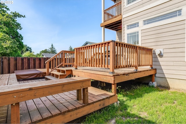 497 S 10th St, Saint Helens, OR 97051 - wooden terrace with a covered hot tub