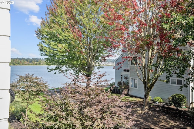 view of yard featuring a water view