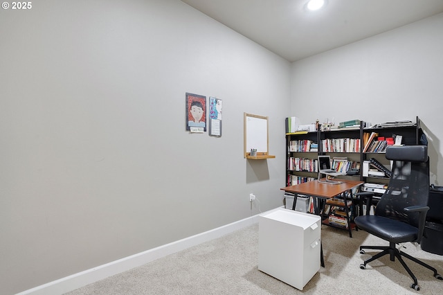 view of carpeted home office