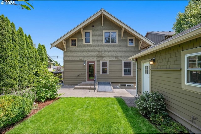 7525 SE 18th Ave, Portland, OR 97202 - rear view of property with a patio area and a lawn