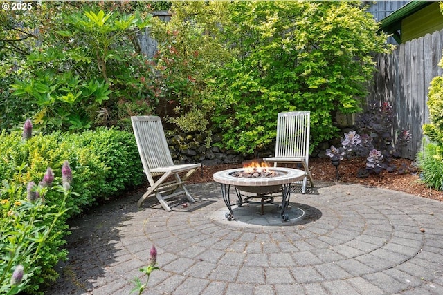 7525 SE 18th Ave, Portland, OR 97202 - view of patio / terrace with an outdoor fire pit