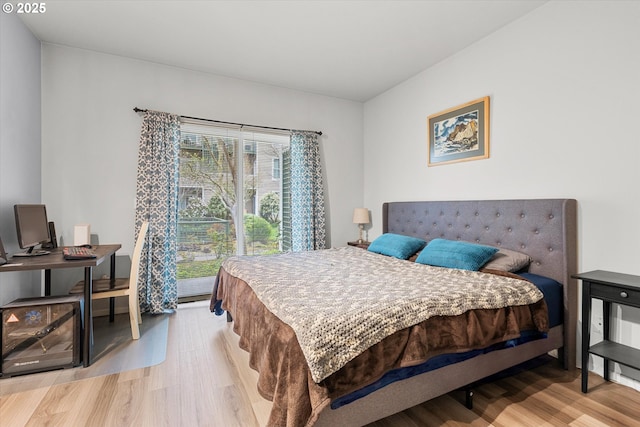 bedroom with light wood-style flooring