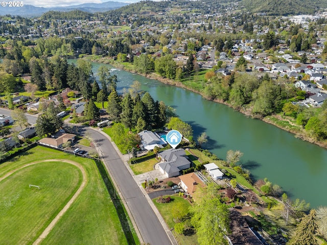 205 W Oriole Dr, Roseburg, OR 97471 - bird's eye view featuring a water and mountain view and a residential view