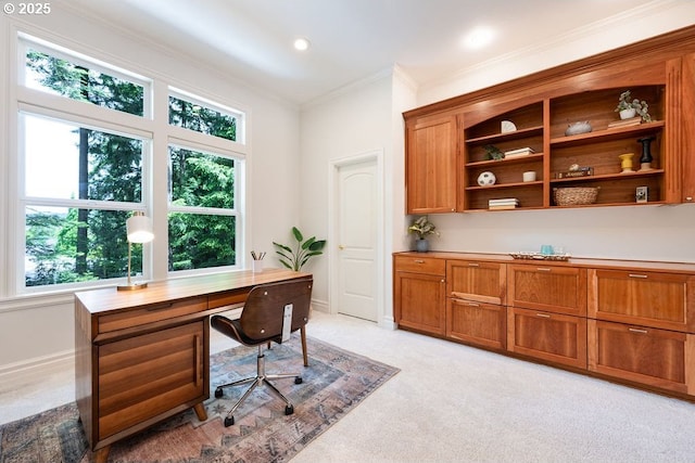 3830 NW 142nd Ter, Portland, OR 97229 - office space featuring plenty of natural light, ornamental molding, baseboards, light carpet, and recessed lighting
