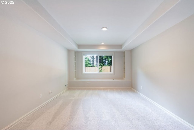3830 NW 142nd Ter, Portland, OR 97229 - empty room featuring baseboards, light colored carpet, a tray ceiling, and recessed lighting