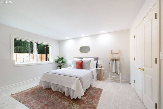 3830 NW 142nd Ter, Portland, OR 97229 - bedroom with light carpet, recessed lighting, and baseboards