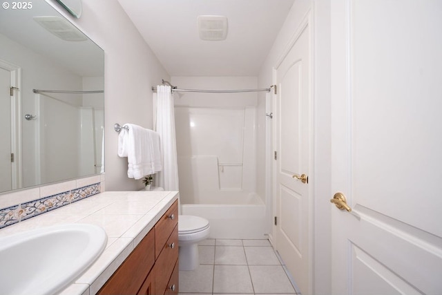 3830 NW 142nd Ter, Portland, OR 97229 - full bathroom with vanity, tile patterned flooring, shower / bath combination, and toilet