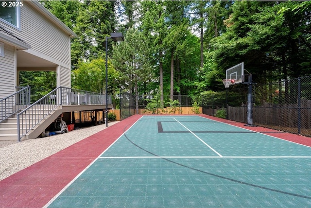 3830 NW 142nd Ter, Portland, OR 97229 - view of sport court featuring stairway and basketball hoop