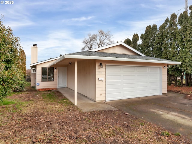 single story home with a garage