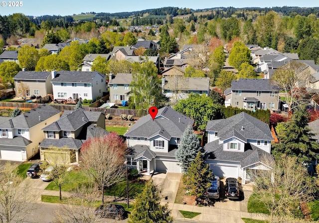 aerial view featuring a residential view