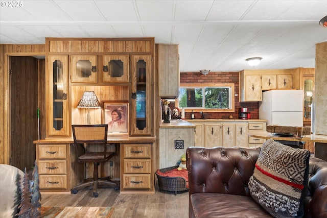 74576 Thompson Rd, Elgin, OR 97827 - living area with wood finished floors and wooden walls