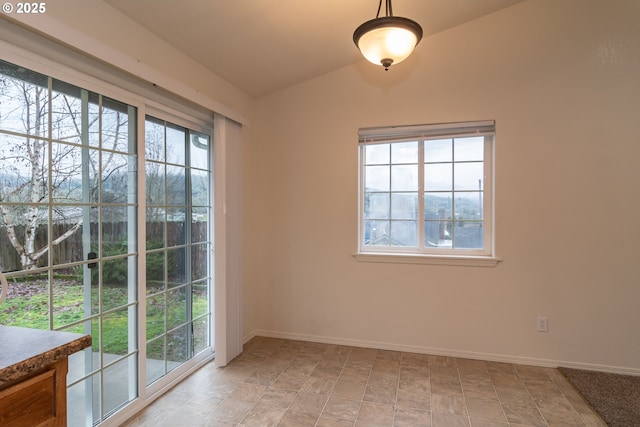 interior space with vaulted ceiling