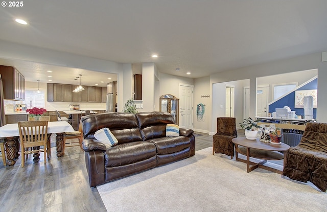 living room featuring light hardwood / wood-style floors