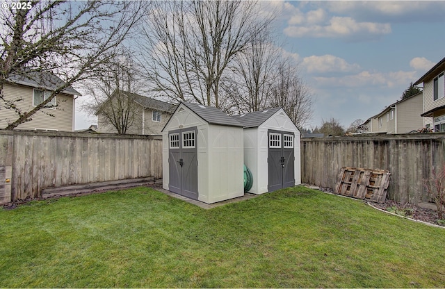 view of outdoor structure with a lawn