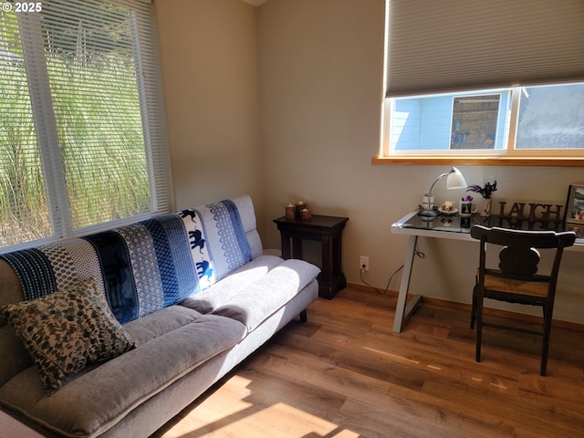 living area with wood finished floors