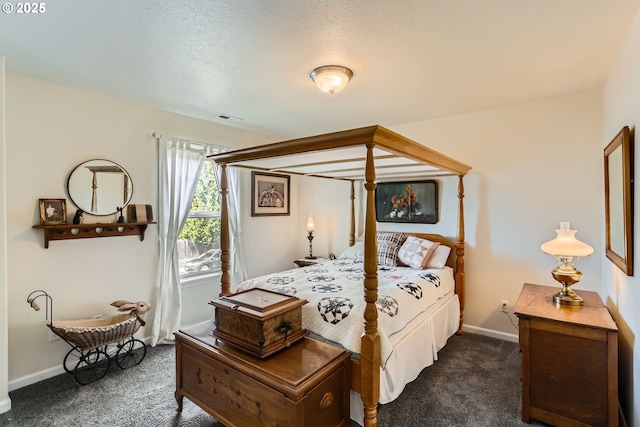 carpeted bedroom featuring baseboards