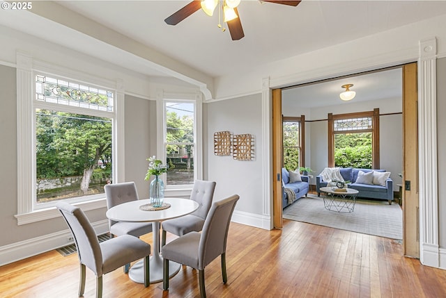 2153 NE Rodney Ave, Portland, OR 97212 - dining room featuring a ceiling fan, healthy amount of natural light, and light wood finished floors
