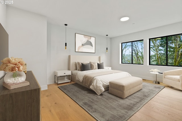 bedroom featuring light hardwood / wood-style flooring