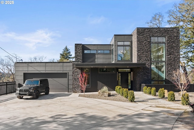 contemporary home with a garage