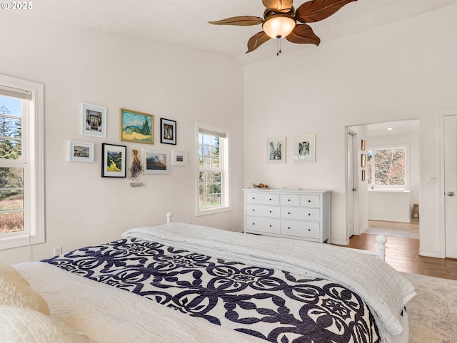 92041 Carmen Creek Rd, Astoria, OR 97103 - bedroom featuring wood finished floors and ceiling fan