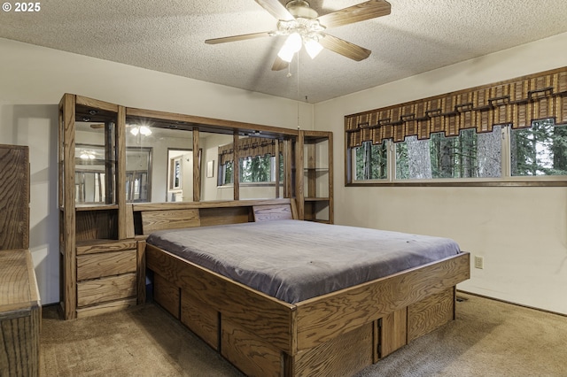 bedroom with a textured ceiling, carpet flooring, and billiards