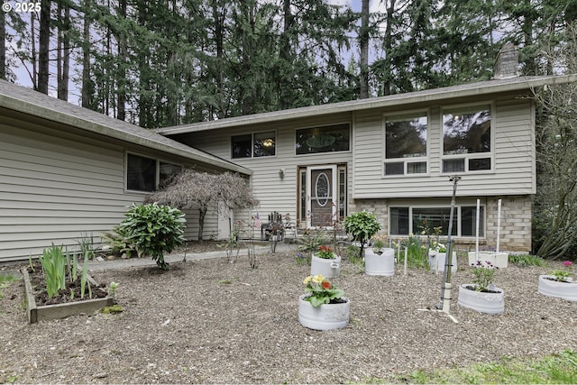 view of front of home with a chimney