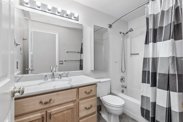 16485 SW Viking Ct, Beaverton, OR 97007 - bathroom with vanity, shower / bathtub combination with curtain, and toilet