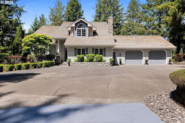 1635 SW 14th St, Warrenton, OR 97146 - view of front facade featuring concrete driveway, an attached garage, and a chimney