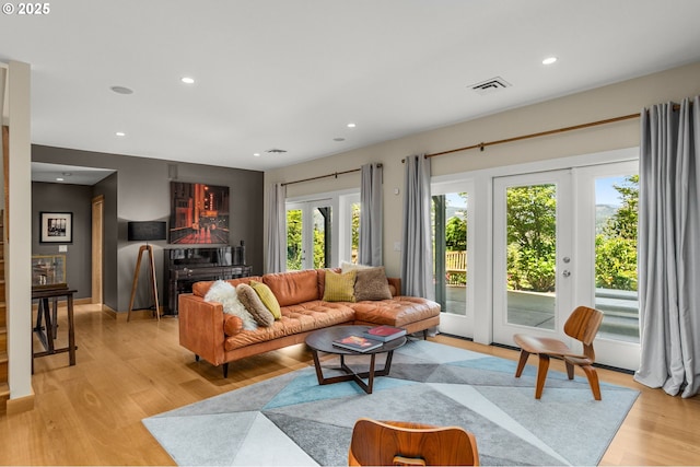 1524 Sherman Ave, Hood River, OR 97031 - living room featuring light wood-style floors and recessed lighting