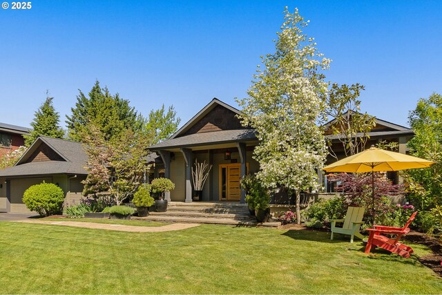 1524 Sherman Ave, Hood River, OR 97031 - view of front facade with a front lawn and an attached garage