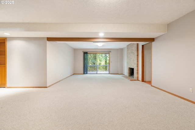 4740 SW Lowell Ct, Portland, OR 97221 - unfurnished living room featuring light carpet and a fireplace